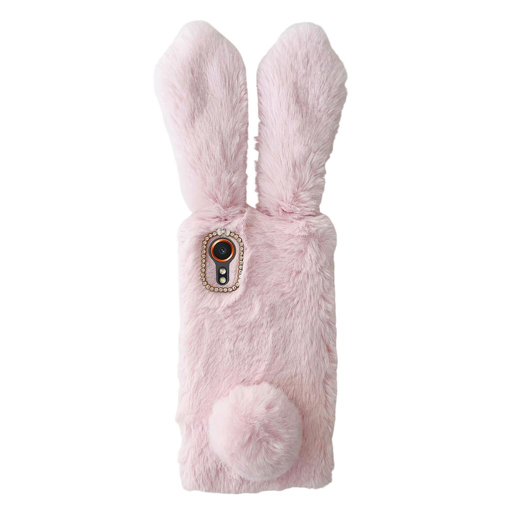 For Samsung Galaxy Xcover7 Case Plush Cute Bunny Winter Fluffy TPU Phone Cover