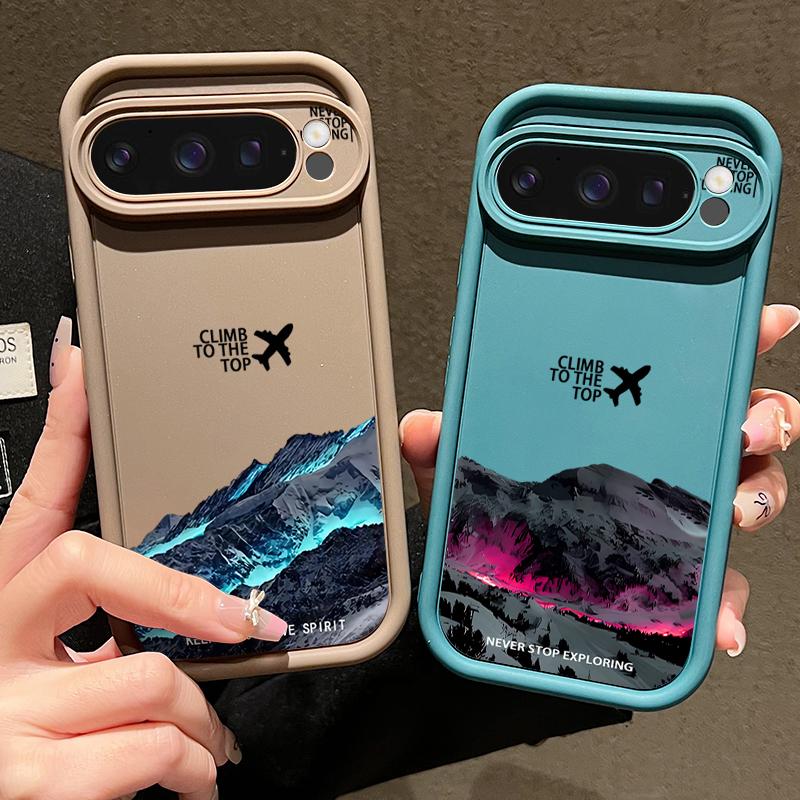 Чехол для Google Pixel 9 8 7 Pro 9 Pro XL 9A 8A 7A Узоры для путешествий по заснеженным горам Конфетный цвет Мягкий ТПУ Силиконовый Противоударный Чехол для Телефона