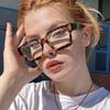Модный брендовый дизайн, женские квадратные вогнутые оправы, антиэлектронный продукт, сопротивление синему световому излучению, женские простые линзы, очки