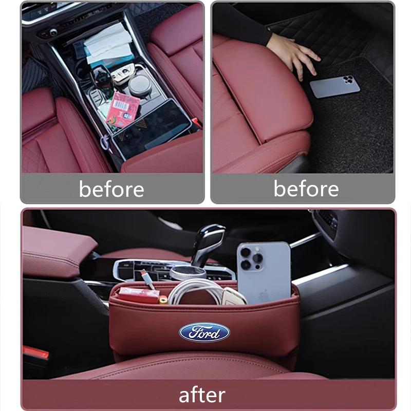 Car Sticker 2026 For Ford Auto Seat Gap Storage Box Leather Car Seat Organizer Holder for Fords 2 3 4 5 MK 2 6 7 Ranger Fiesta K
