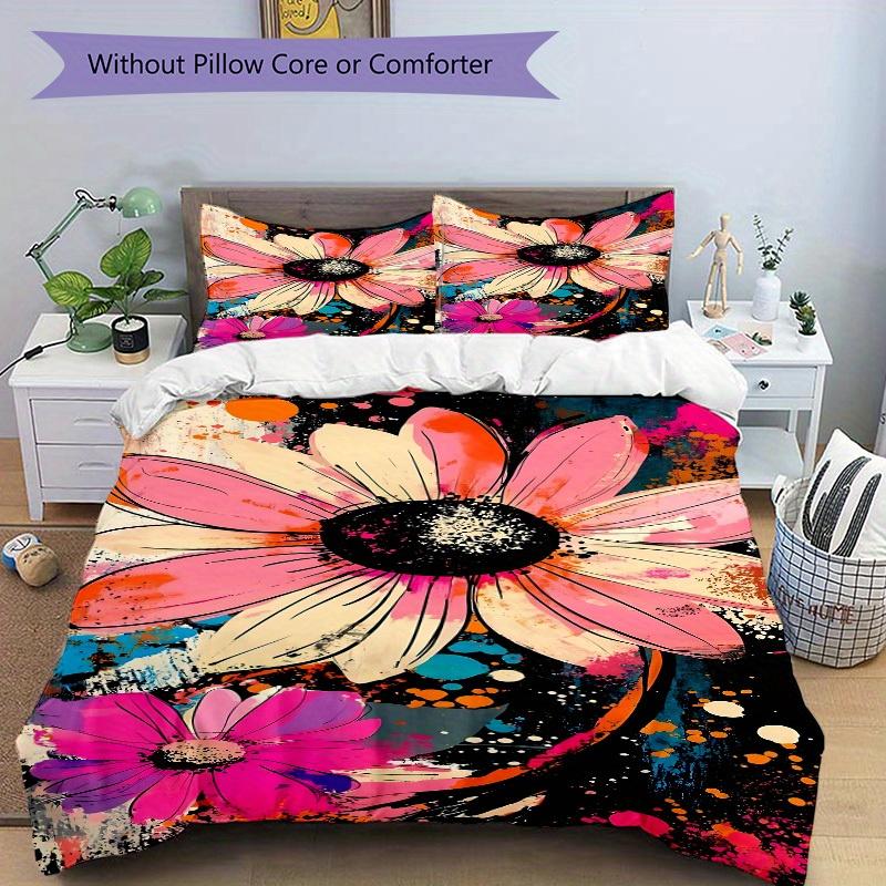 3Pcs Floral Print Printed Bedding Set, Breathable And Soft,(Includes 1 Duvet Cover And 2 Pillowcases, Quilt Not Included) yy250815185