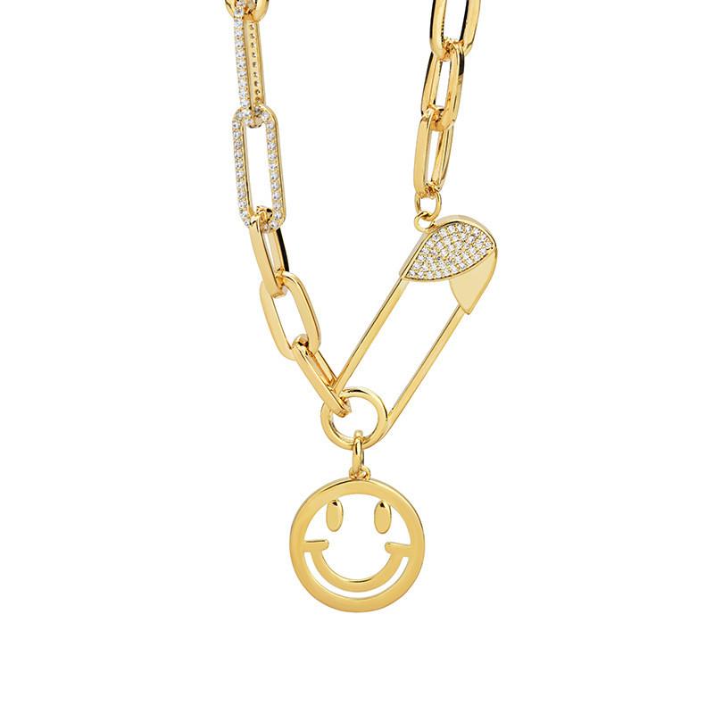 Элегантное титановое ожерелье на осень-зиму с кулоном в виде улыбающегося лица для модных женщин и мужчин