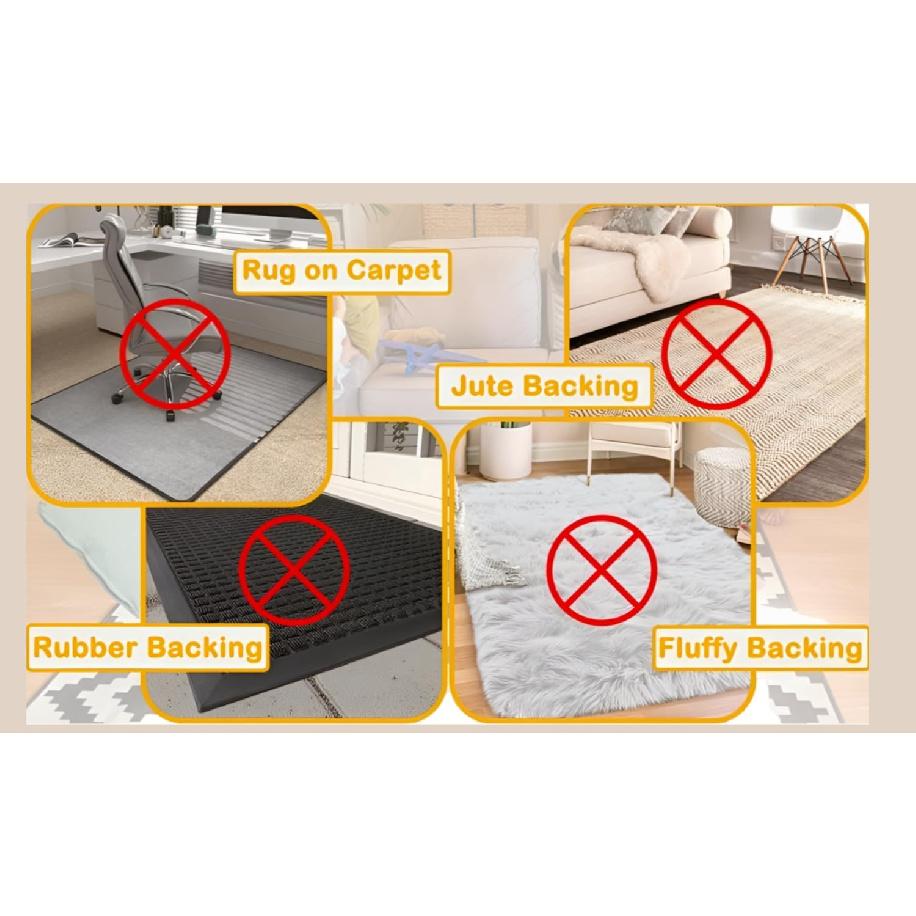 12-Pack Gripper for Rug for Hardwood Floors and Tiles: Double-Sided Reble Rug Carpet Tape. Anti-Slip Tape Grips Area Rugs, Non-Slip Rug Pads Prevent