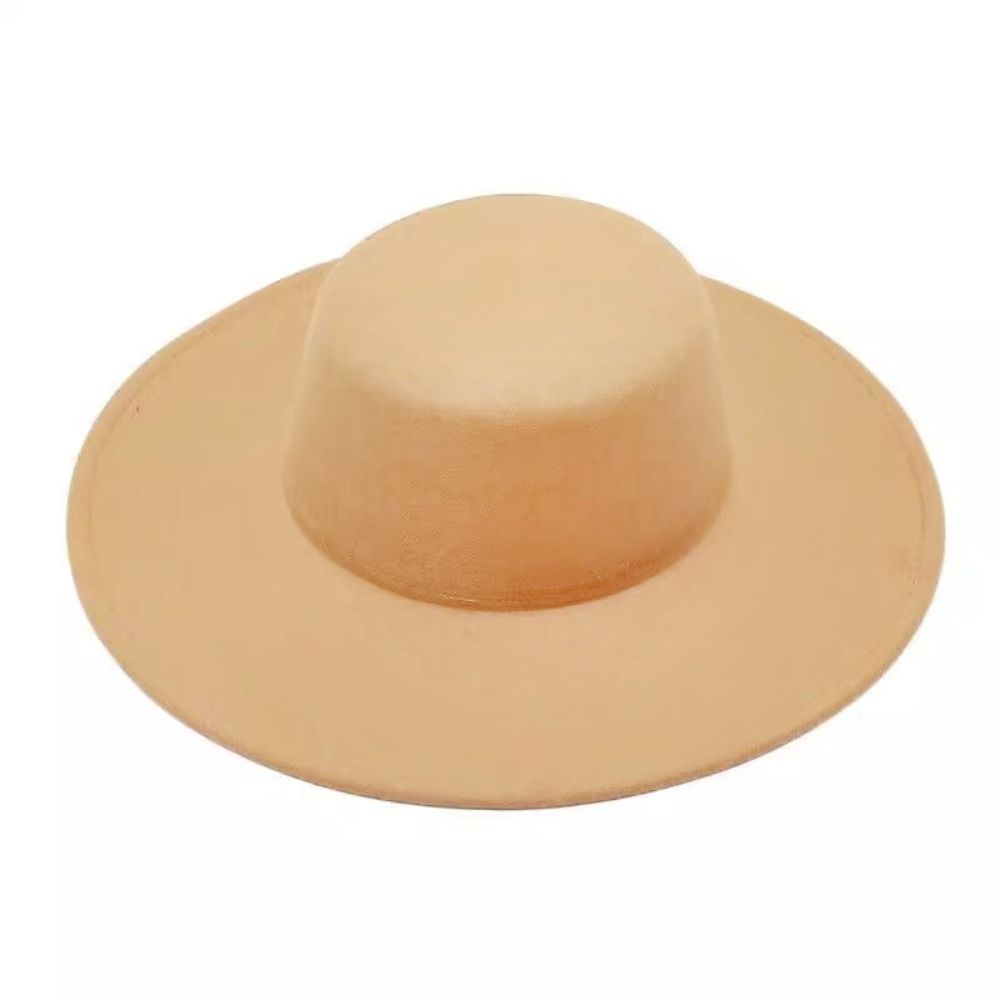 French Wide Brim Felt Hat Elegant Flat-top Cap New Women Flatcap  Women