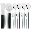 16Pcs Black Gold Dinnerware Cutlery Set Dinner Knife Fork Coffee Spoon Flatware Stainless Steel Silverware Party Tableware Set