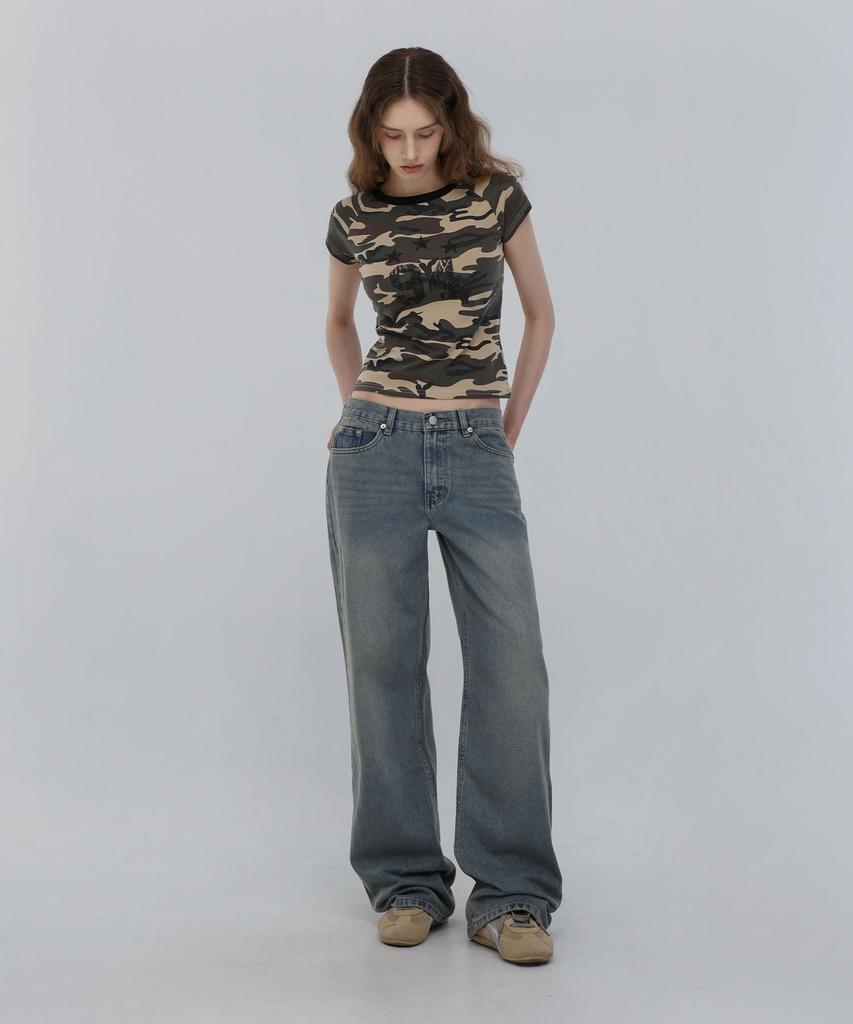CHICKS футболка Slim Fit Звездный камуфляж Бежевая
