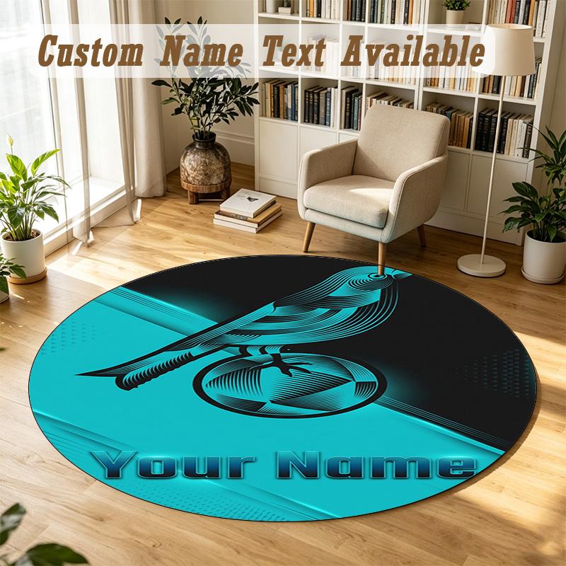 Round Rug Custom NameNorwich City Pattern Non Slip Carpet Home Floor Decor
