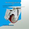 Jujube Red Silent Swivel Casters with Brake, Polyurethane Wheels, Double Bearing, Sizes: 2.5", 3", 4", 5
