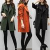 Women Autumn Winter Solid Color Lapel Double-breasted Woolen Midi Trench Coat