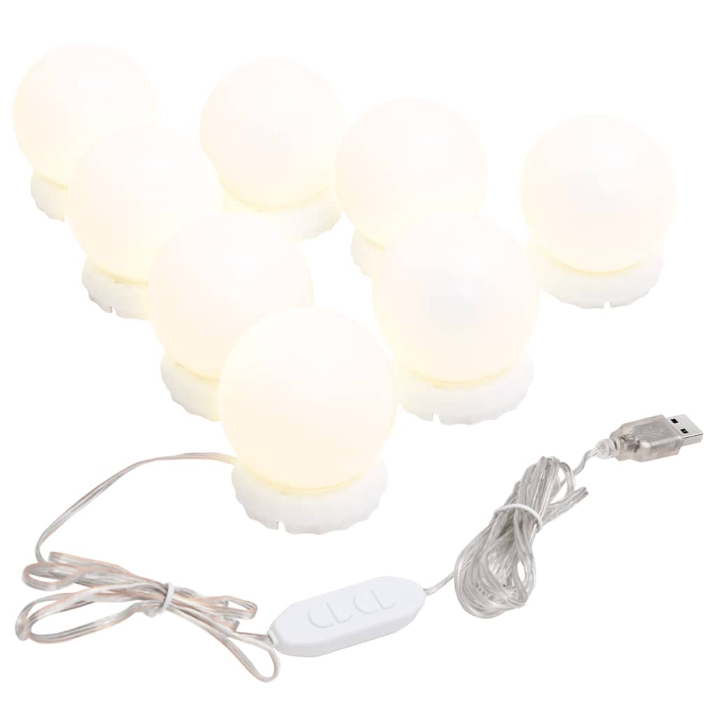 Vidaxl Lustro Ścienne Z Lampkami Led, Okrągłe, Szklane