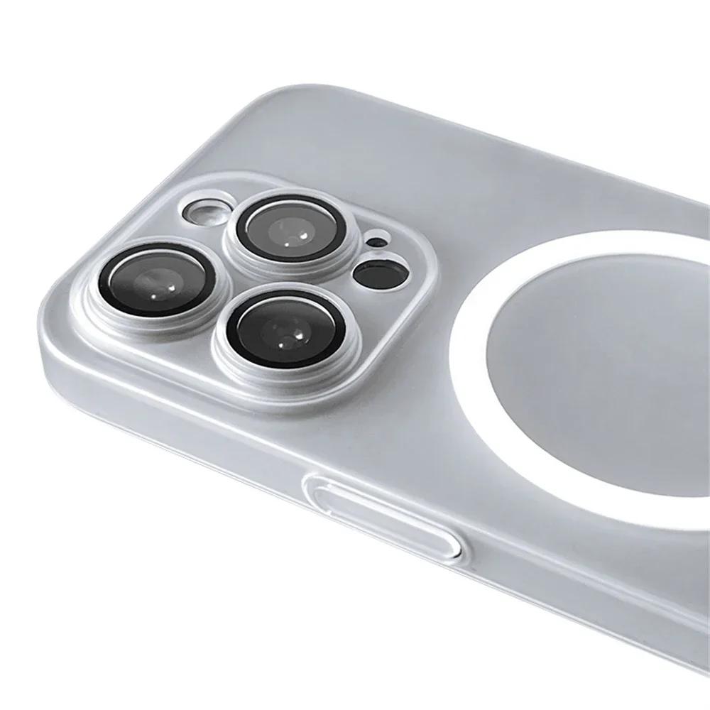 Ультратонкий Матовый Жесткий PC Чехол-Защита Линзы Для iPhone 17 16 15 14 13 12 Pro Max Для Magsafe Магнитная Беспроводная Зарядка Чехол