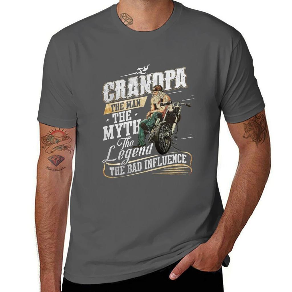 Grandpa the Unisex the myth the legend bad influence shirts Gift for him Fathers day shirt Biker Dad TShirt