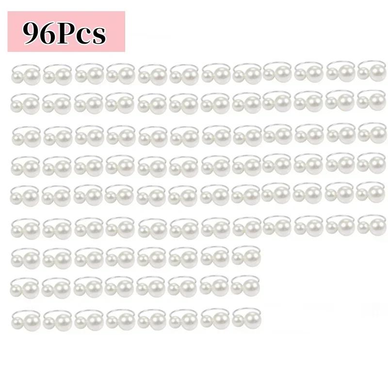 96 шт. Маленькие большие рамки для салфеток с жемчугом, металлические кольца для салфеток, свадебная вечеринка, праздничный банкет, рождественский ужин, декоративные подарки