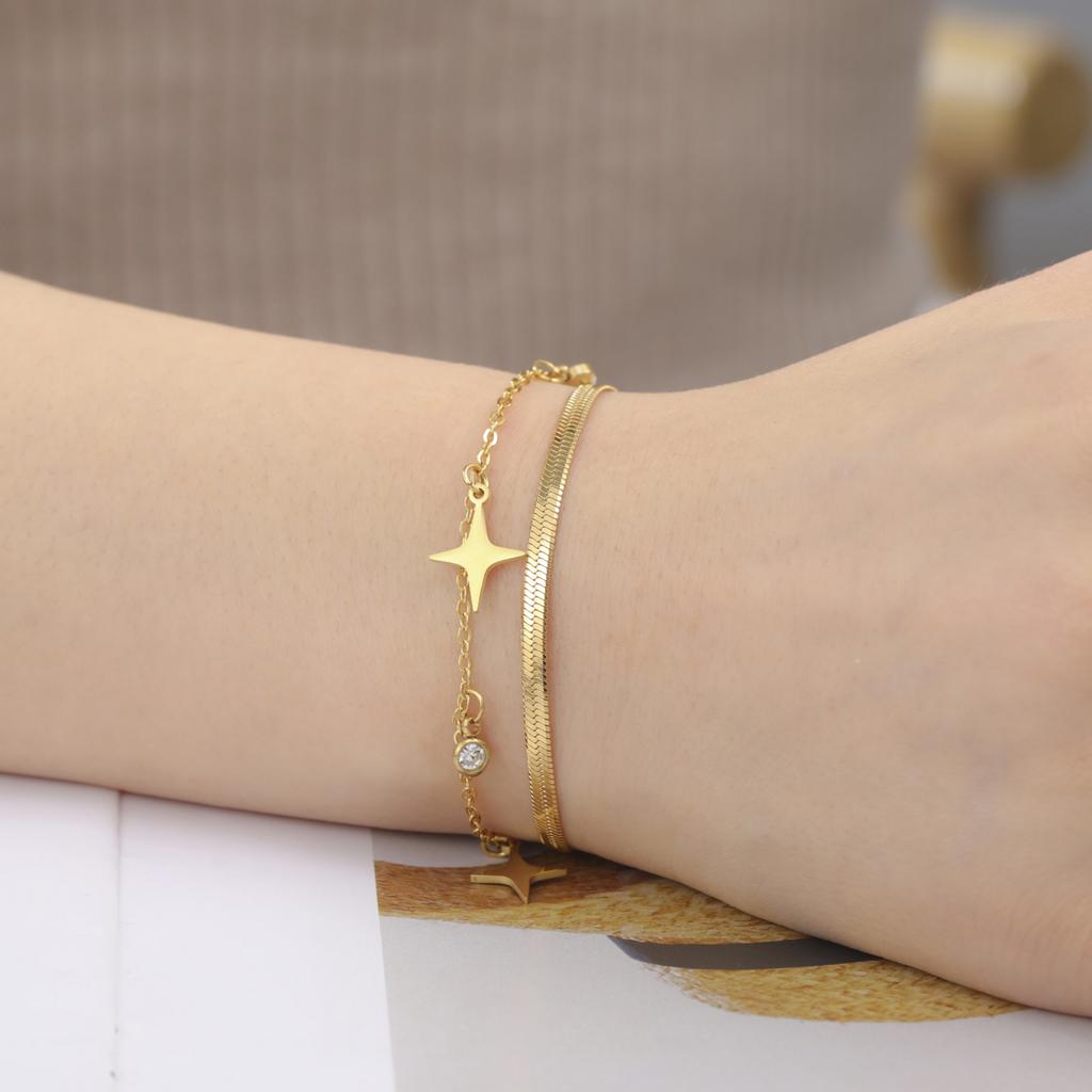 Cazador Daisy Flower Feather Star Cat Charm Bracelet Stainless Steel Gift Snake Chain Bracelets for Women's Mother's Day Gifts