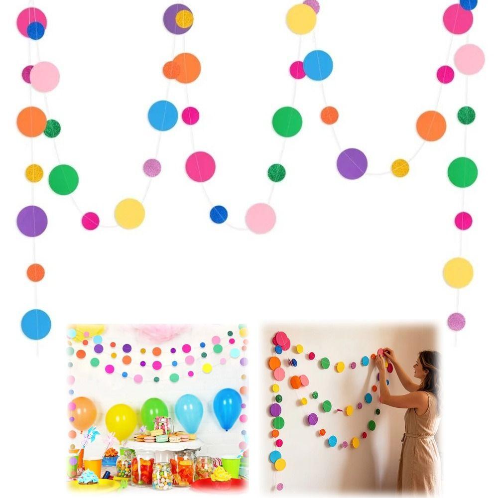 Colorful Circle Garland Banner Round Dots Colorful Dot Garland Birthday Party Decorations