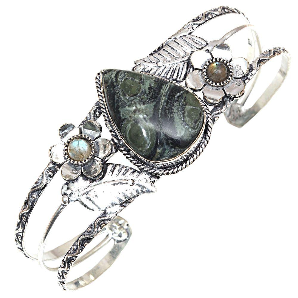 Star Galaxy Gemstone Antique Silver Jewelry Cuff Bracelets 7''Adjustable