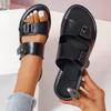Fashion 2024 Summer Non-slip Soft-soled Slippers To Wear A Hundred Flat Women's Sandals Korean Version of Beach Leather Buckle Sandals