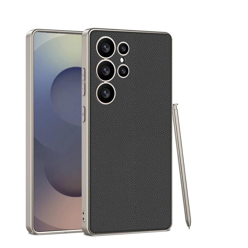 Применимо к чехлу для мобильного телефона Samsung S26Ultra 25Ultra металлический лакированный кожаный S24U всесторонний противоударный защитный чехол