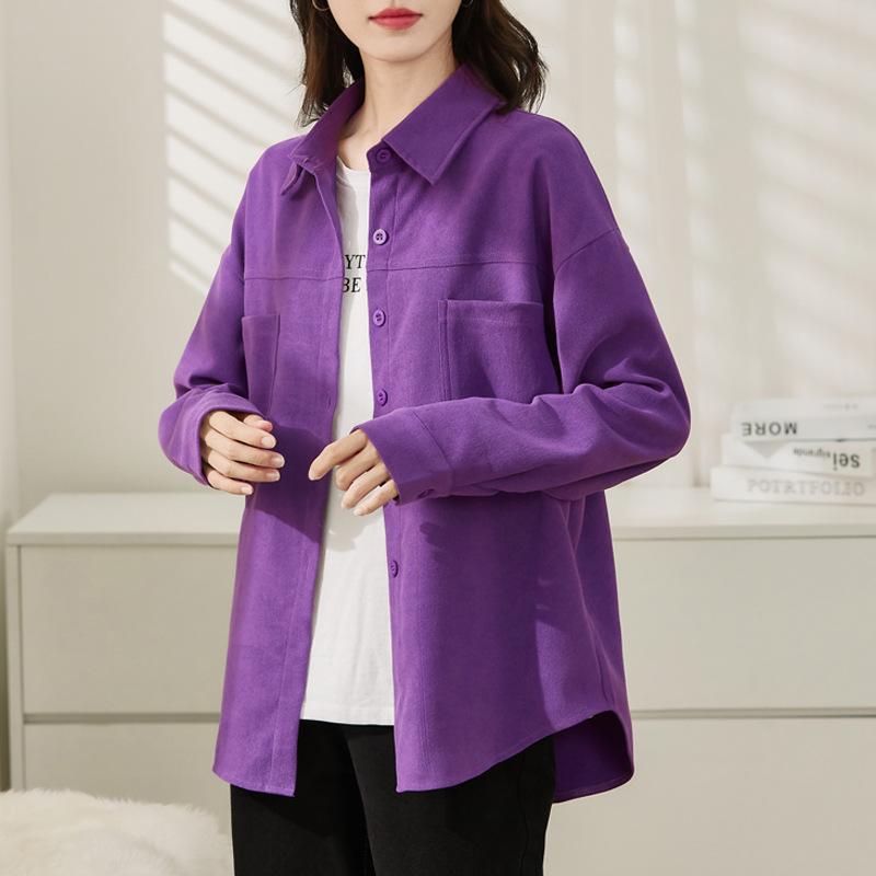 Женская вельветовая рубашка, пальто, осень/зима, корейская свободная повседневная верхняя одежда с длинными рукавами, рубашки, топ