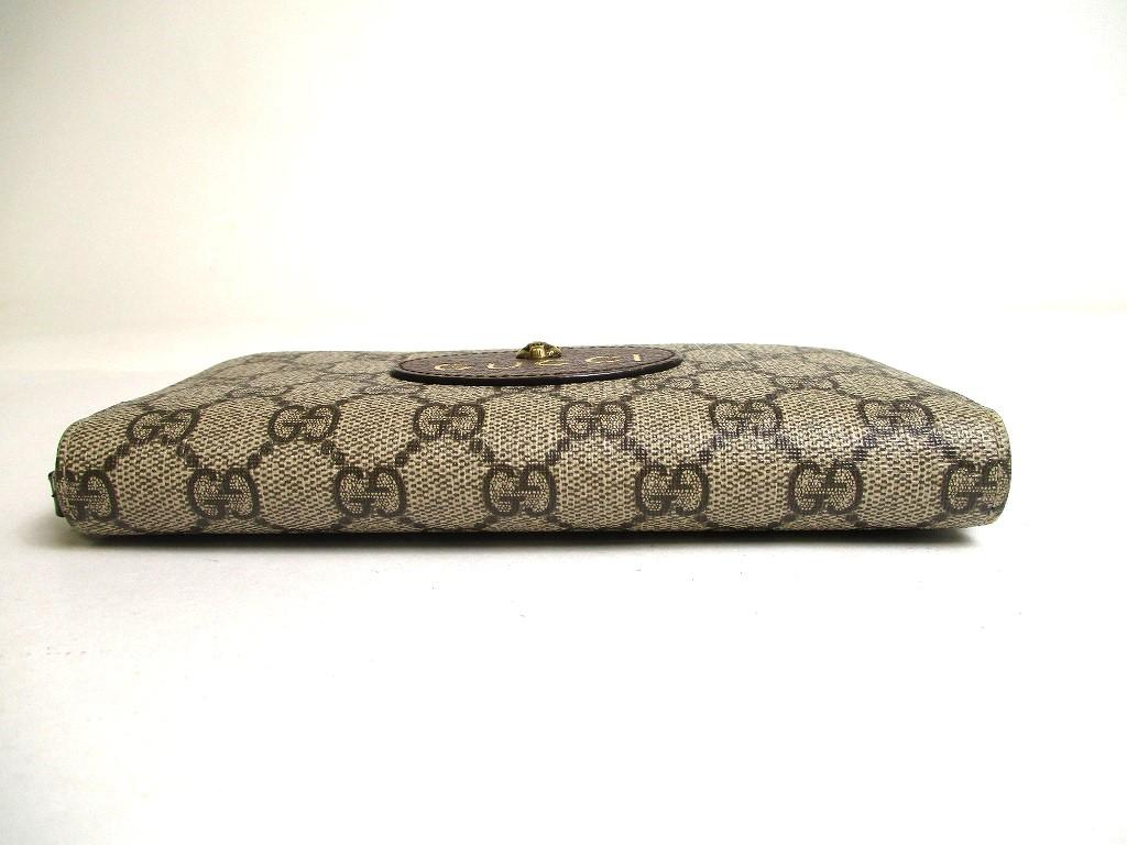 Оригинальный GUCCI Neo Vintage Кошелек длинный на молнии круглый GG Supreme Canvas Желтая кожа #a464 Восстановлен продавцом