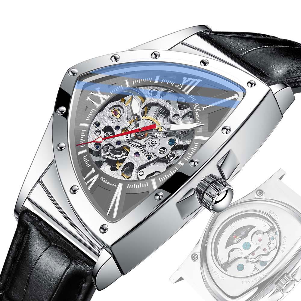 CHENXI Fashion Men's Watch Automatic Movement Mechanical Wristwatches Leisure Hollow Triangle Watches Luxury Men Gifts