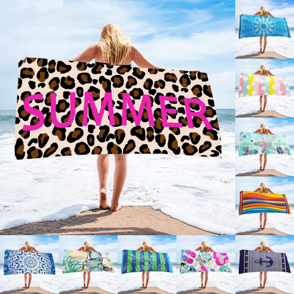 Printed Microfiber Beach Towel With High Water Absorption For Beach And Outdoor Activities