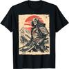 Япония Самурай Воин Скелет Укиё Чернильная Работа Самурай Футболка(1)
