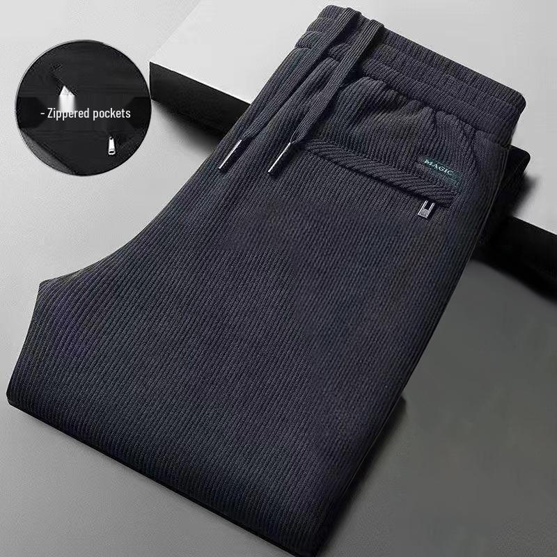 Мужские большие вельветовые теплые зимние повседневные брюки прямого кроя с вельветовой подкладкой