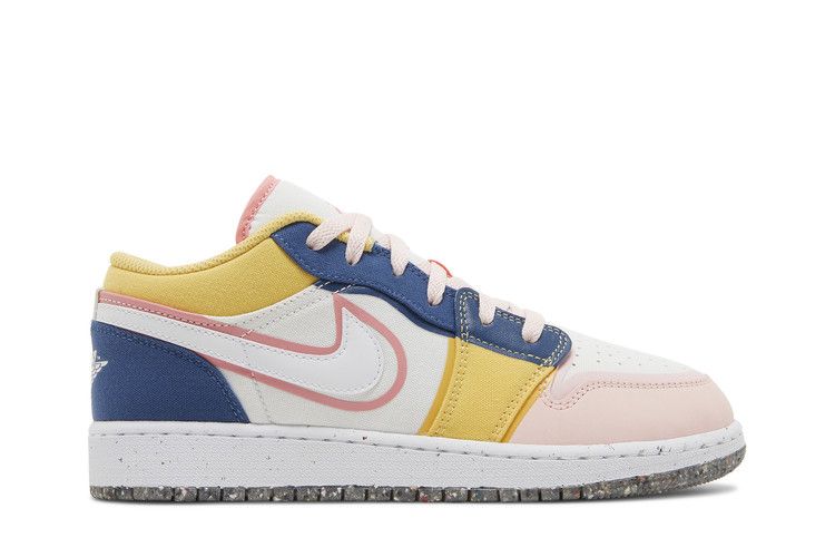 Kids' Sneakers Nike Jordan 1 Low SE Multi Canvas (GS) White/French Blue/Topaz Gold/Coral Chalk