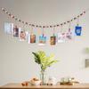 Hanging Photo Display Wall Decor with Wood Clips Home Wooden Bead Garland for Bedroom Festival