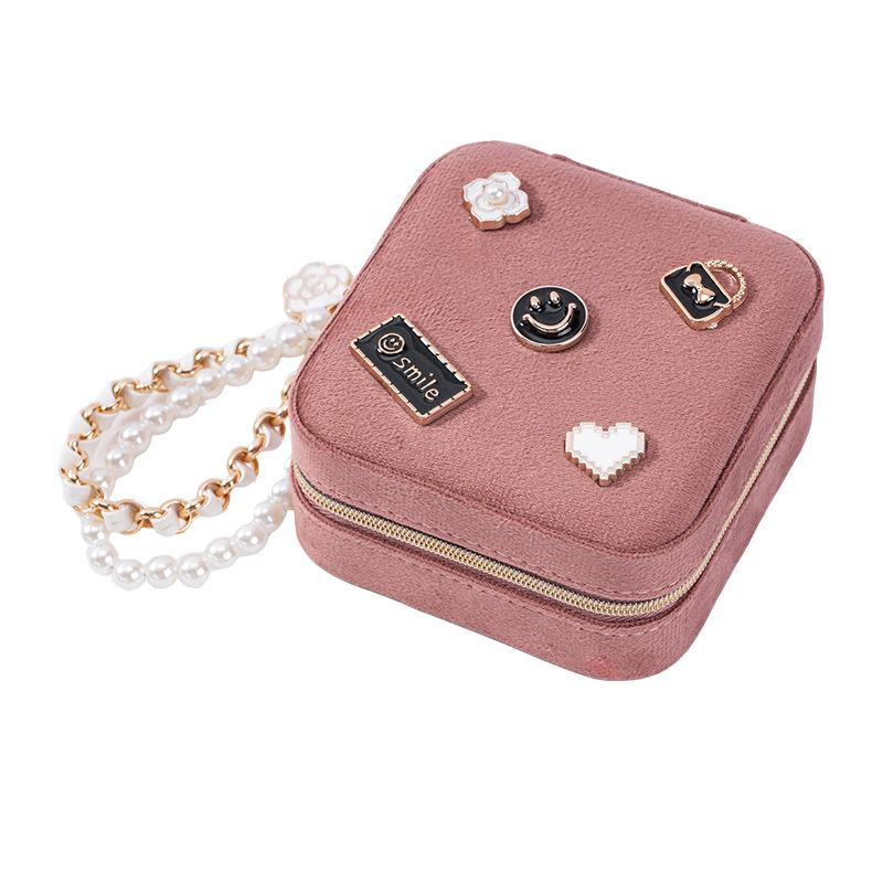 Fashionable Small Velvet Travel Jewelry Storage Case Portable Jewelry Organizer Box for Earring Necklace Ring Pendant Bracelet
