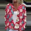 Women's Fashion Christmas Printed Long Sleeve Knitted Cardigan Button Down Jacket