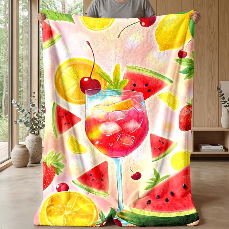 Strawberry Pattern Design Theme blanket Lightweight Warm Flannel Blanket Decorative Throw Blanket for Home Decoration