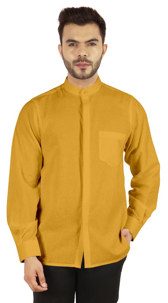 BestMan Мужская однотонная рубашка на пуговицах с китайским воротником и планкой спереди для формального случая