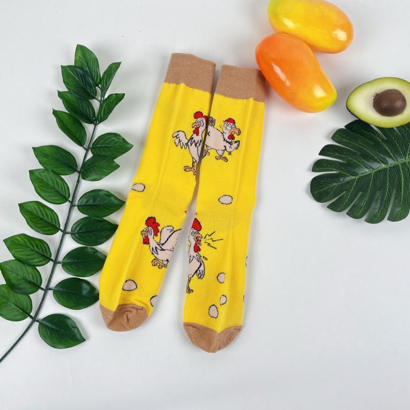 1 Pair Street Fashion Unisex Mid-Calf Socks ,Animal Pattern Cartoon Chicks and Eggs Cotton Blend Socks