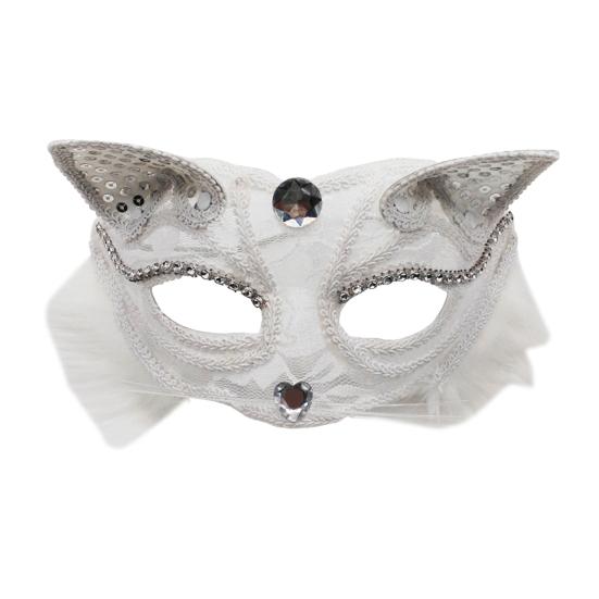 Halloween Cat Masque Half Face Lace Masquerade Masque Cat Fox Animal Cosplay Costume for Carnival Ball Party Accessories