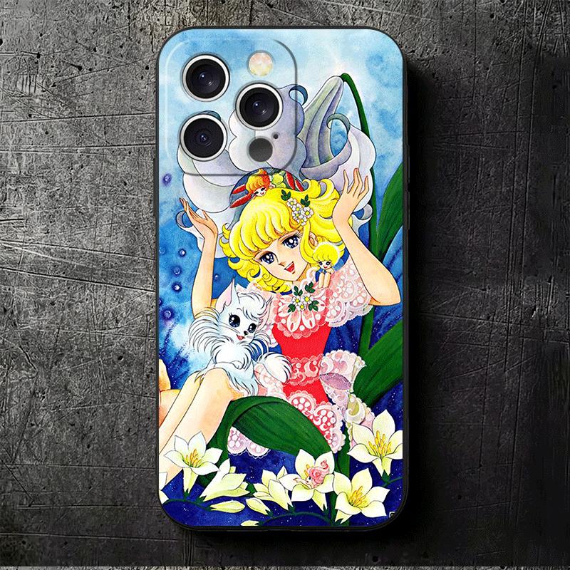 Candy 90s Cartoon Soft Phone Case for iPhone 16 16E 17 Air 15 Pro Max 14 Plus 13 Mini 11 12 7 Black Cover Back Shell