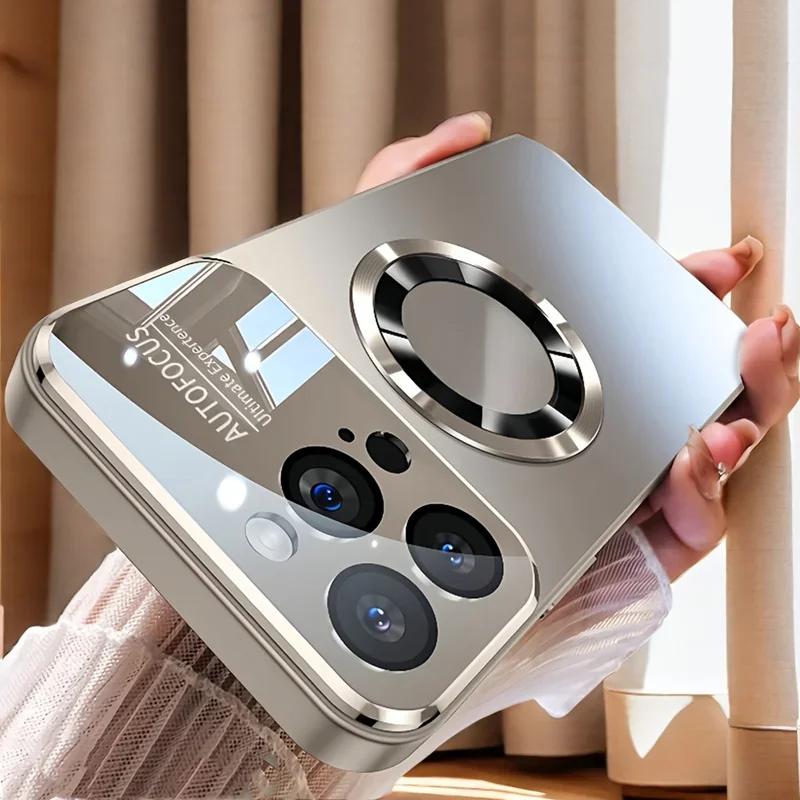 Luxury For Magsafe Magnetic Matte Case For iPhone 16 15 14 13 12 11 Pro Max Plus Wireless Charging Lens Protective Shockproof Cover