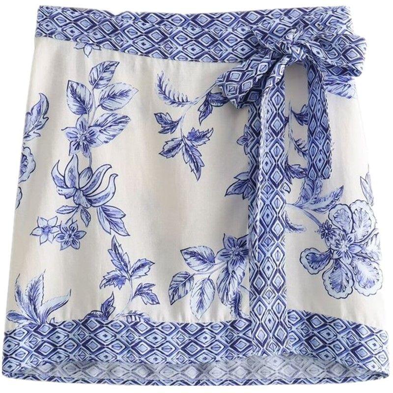 Fashion Style 2024 Summer New Arrival Women's Clothing High Waist One-Piece Culottes Flower Printing Skirt 9878108