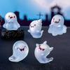 6/12/24Pcs Halloween Ghost Figurine Glow-in-the-dark Mini Cartoon Ghost Resin Statue Luminous Miniature Ghost Ornament Desktop Decoration