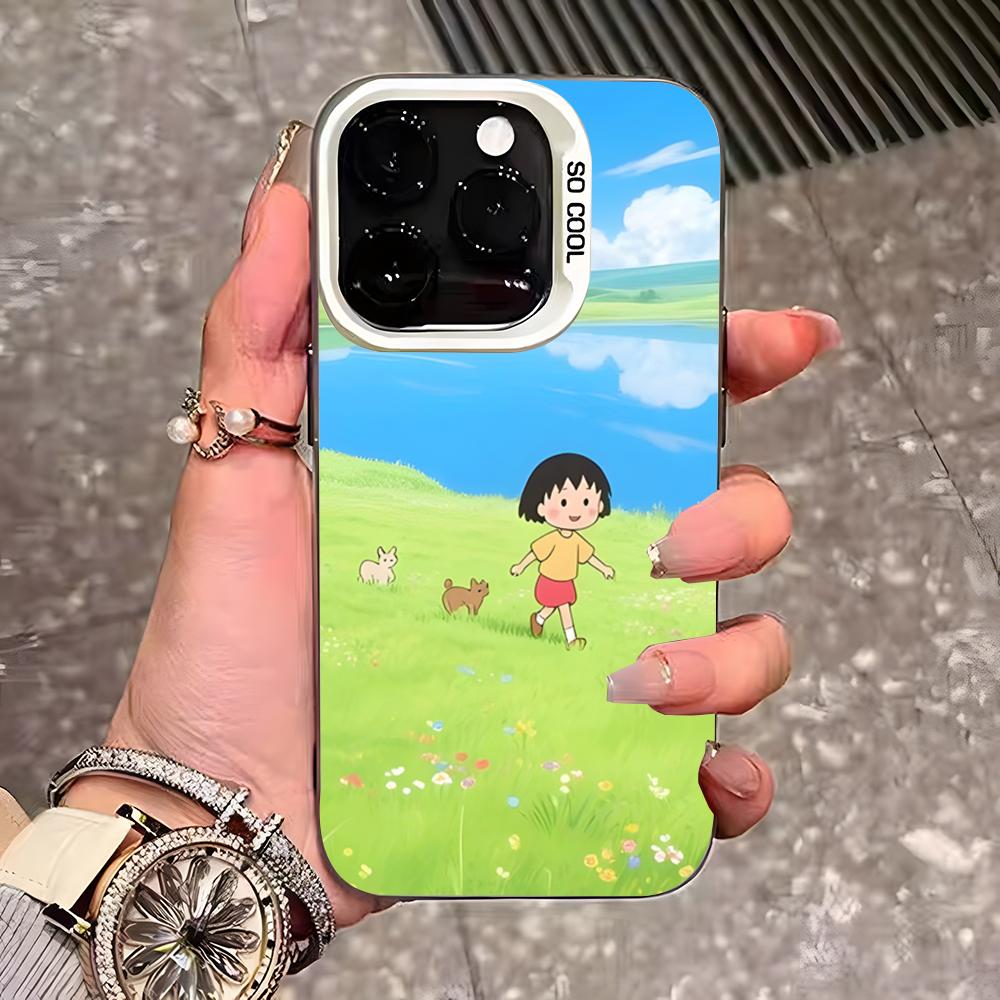 Chibi Maruko-chan Phone Case For IPhone 17 Pro Max 16 15 14 13 11 12 Mini Xs Xr 8 Plus Se Color Silver Cover