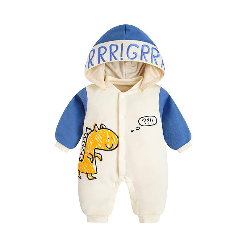 Autumn and winter double layered warm winter clothing jumpsuit, baby outdoor clothes, thick hugging clothes, super cute