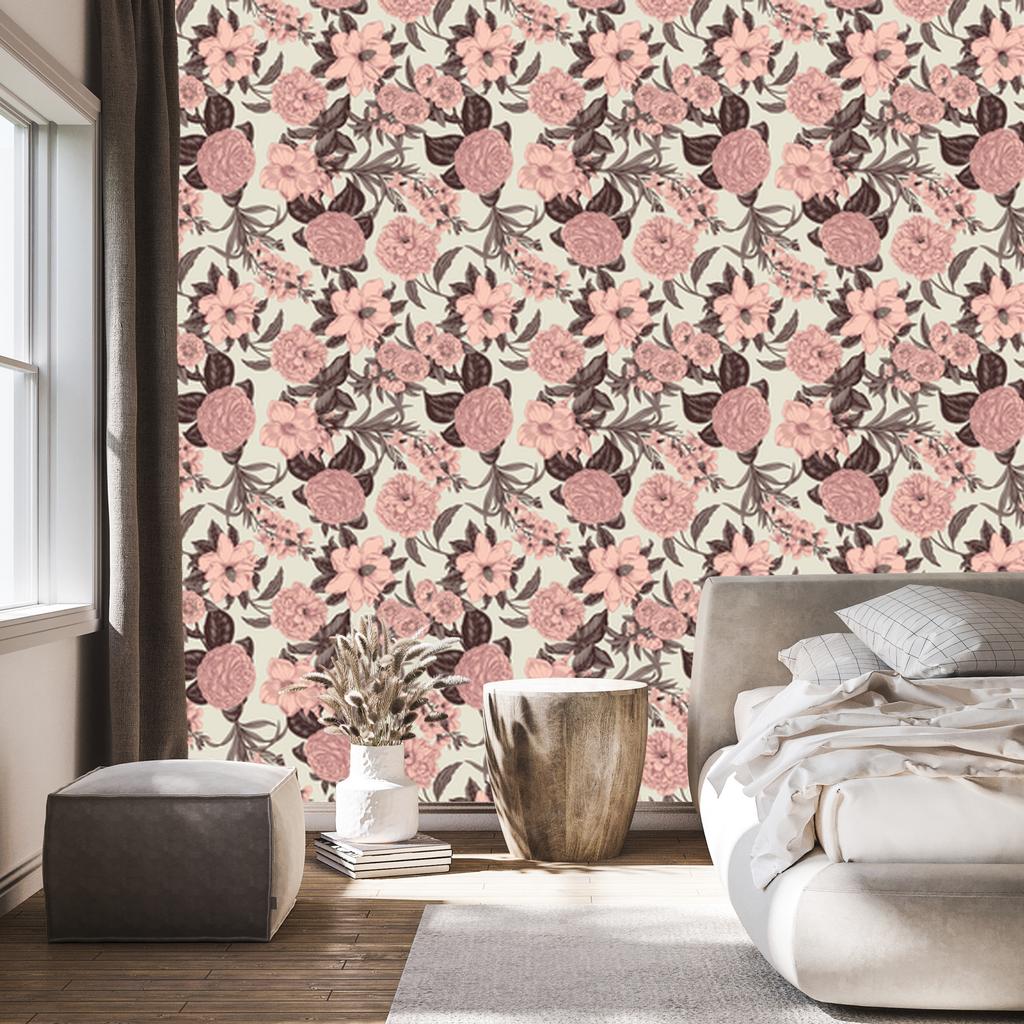 Pastel Flowers Vintage Wallpaper for Living Room and Bedroom 50x1000