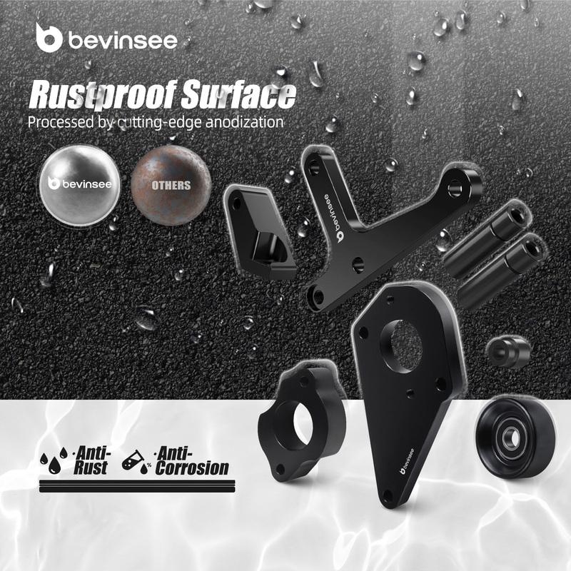 BEVINSEE Billet Aluminum Low Mount Alternator and Power Steering Pump Bracket Kit For LS Truck
