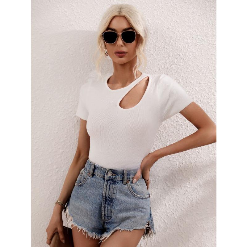 Women's Summer New Solid Color Loose Fashion Sexy Slim Knit Top