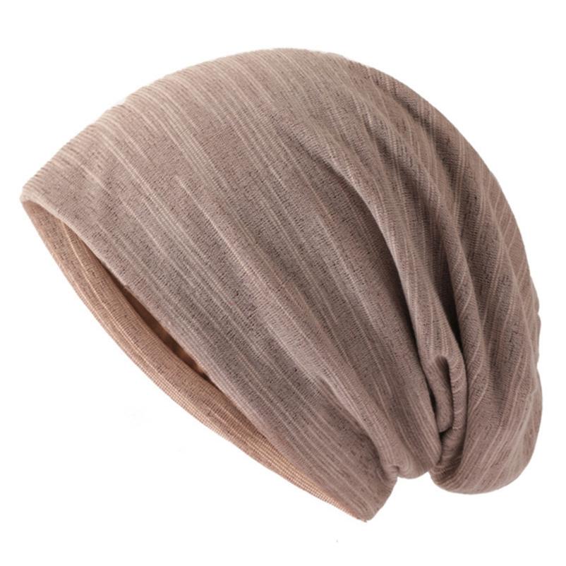 Breathable Toe Cap Unisex Striped Hood Spring and Autumn Warm Thin Turban Chic Trend Pile Hat