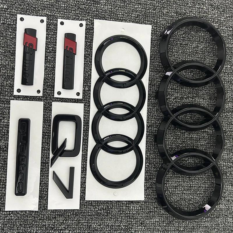 AUDI Q7 2016-2023 4Ring logo ABS Black Car Hood Front Grill Emblem Rear Trunk Badge Sticker Q7 Mark Quarrto Sline Emblem