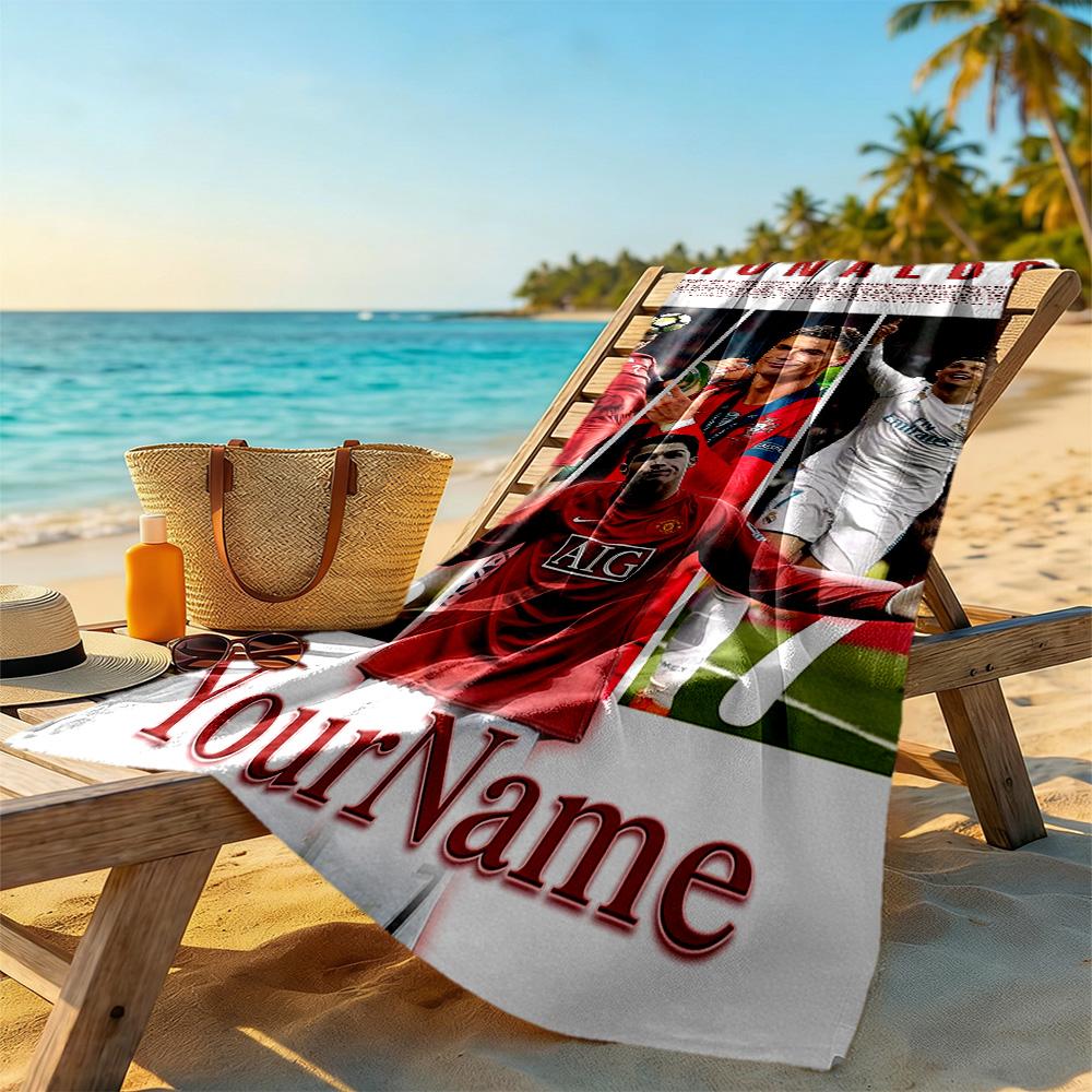 Cristiano Ronaldo Personalized Name Beach Towel Super Soft Microfiber Quickdry Fabric Suitable for Sports Travel Swimming Yoga Bathroom Beach And Pool
