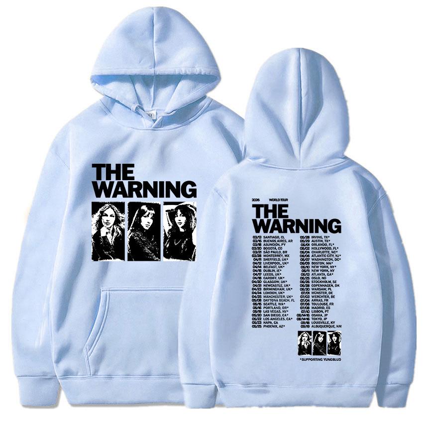 Худи унисекс The Warning World Tour 2026 Уличная мода С длинным рукавом Флисовые худи с капюшоном Графический мерч Мода группы Принт Худи