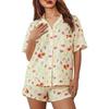 Digital printing new explosive women's loungewear cardigan short-sleeved shorts pajama set